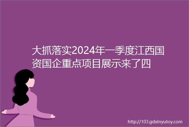 大抓落实2024年一季度江西国资国企重点项目展示来了四